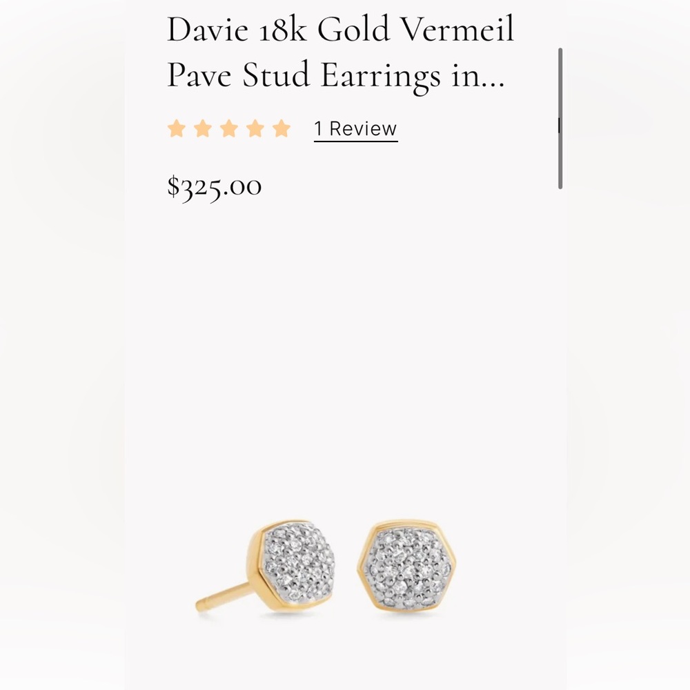 Kendra Scott Davie 18k Gold Vermeil Pave Stud Earrings